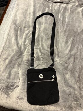 Black Crossbody Shoulder Bag for women Minimal Nylon Design